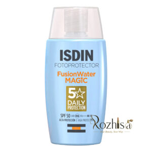 کرم ضد آفتاب ایزدین Fusion Water Magic بدون رنگ SPF50 حجم 50 میلی‌لیتر با بافت واتری سبک