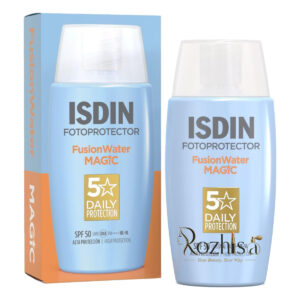 کرم ضد آفتاب ایزدین Fusion Water Magic بدون رنگ SPF50 حجم 50 میلی‌لیتر با بافت واتری سبک